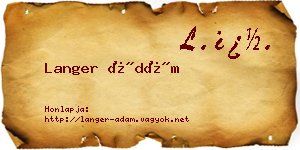 Langer Ádám névjegykártya